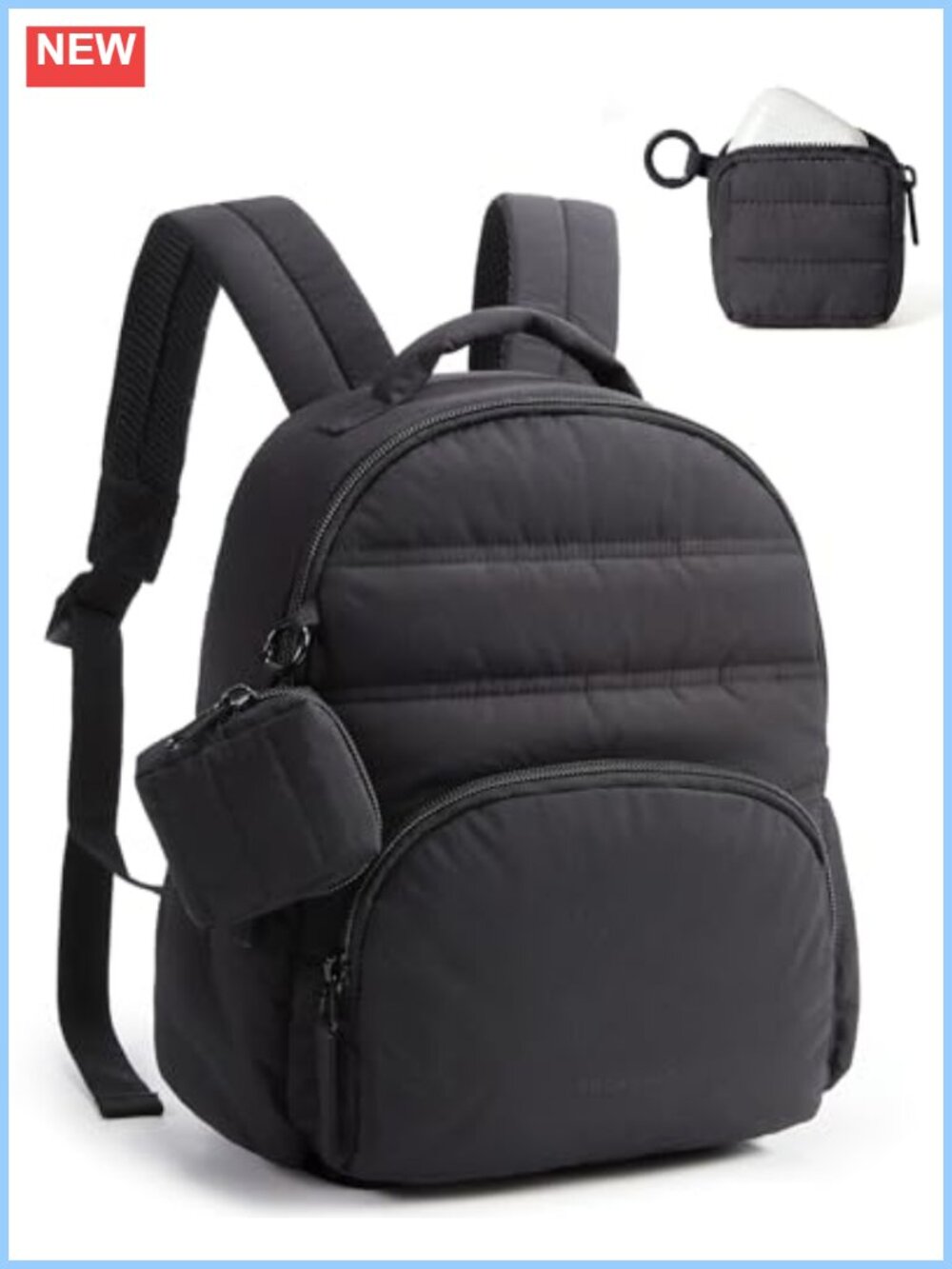 Quilted Puffer Mini Backpack Set Water Resistant Lightweight Anti-Theft